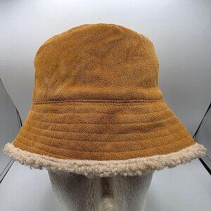 Sonoma Faux Suede Bucket Hat Tan Sherpa Lined Casual Winter Warm Outdoors